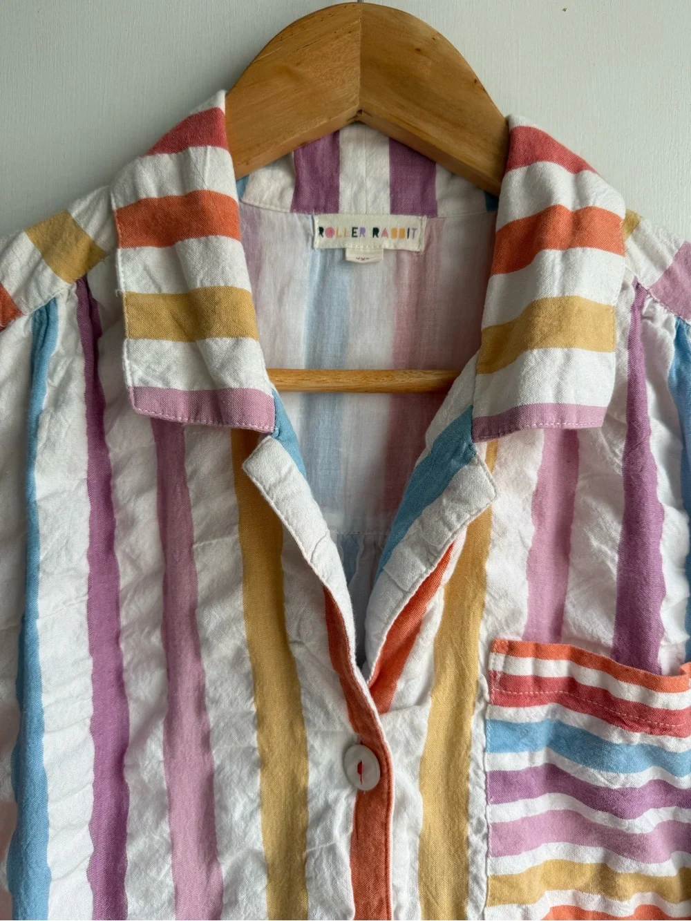Roller Rabbit Pastel Striped Button Dress in Lavender, Pink, Blue, Yellow, Cream